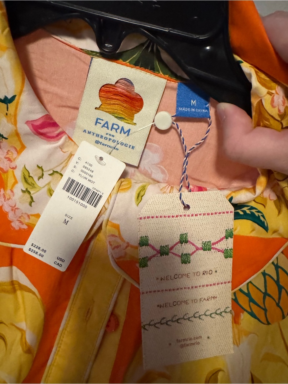 NWT Farm Rio Anthropologie Coral and Cream Floral Button-Front Mini Dress - Picture 7 of 7